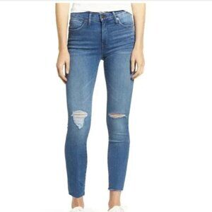 MADEWELL 9” Mid-Rise Skinny Jeans – Distressed Knees & Chewed Hems – Size 28